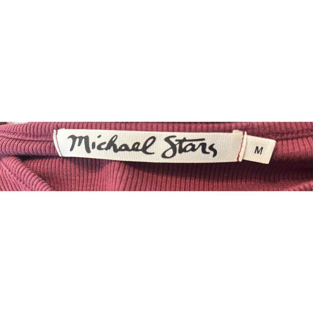Michael Stars Womens Oversized Tunic Top Maroon Ribbed Long Sleeve Medium - Picture 3 of 5